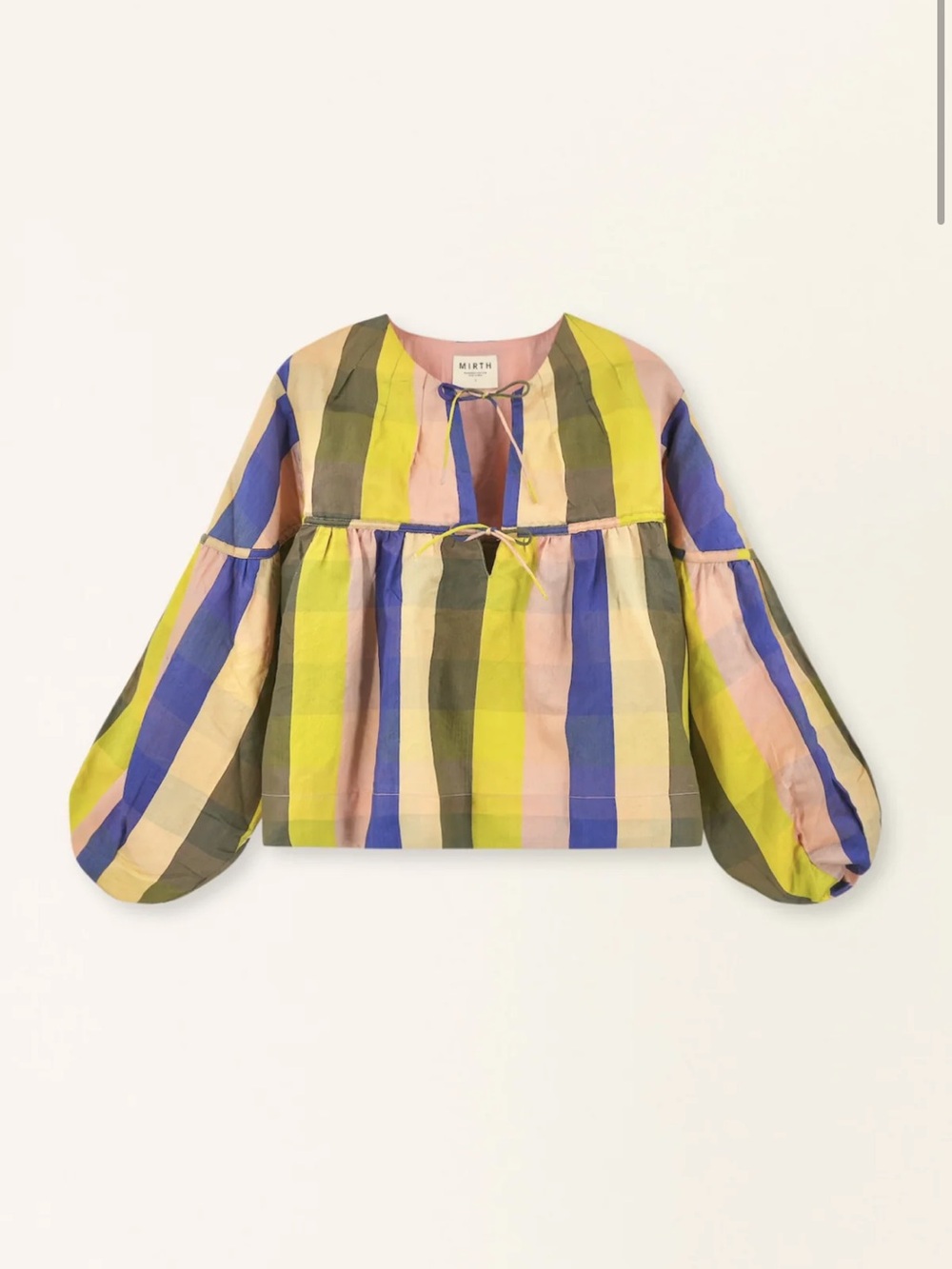 NWT Mirth SILVERTON BLOUSE IN CITRON PLAID In Small - Picture 3 of 6